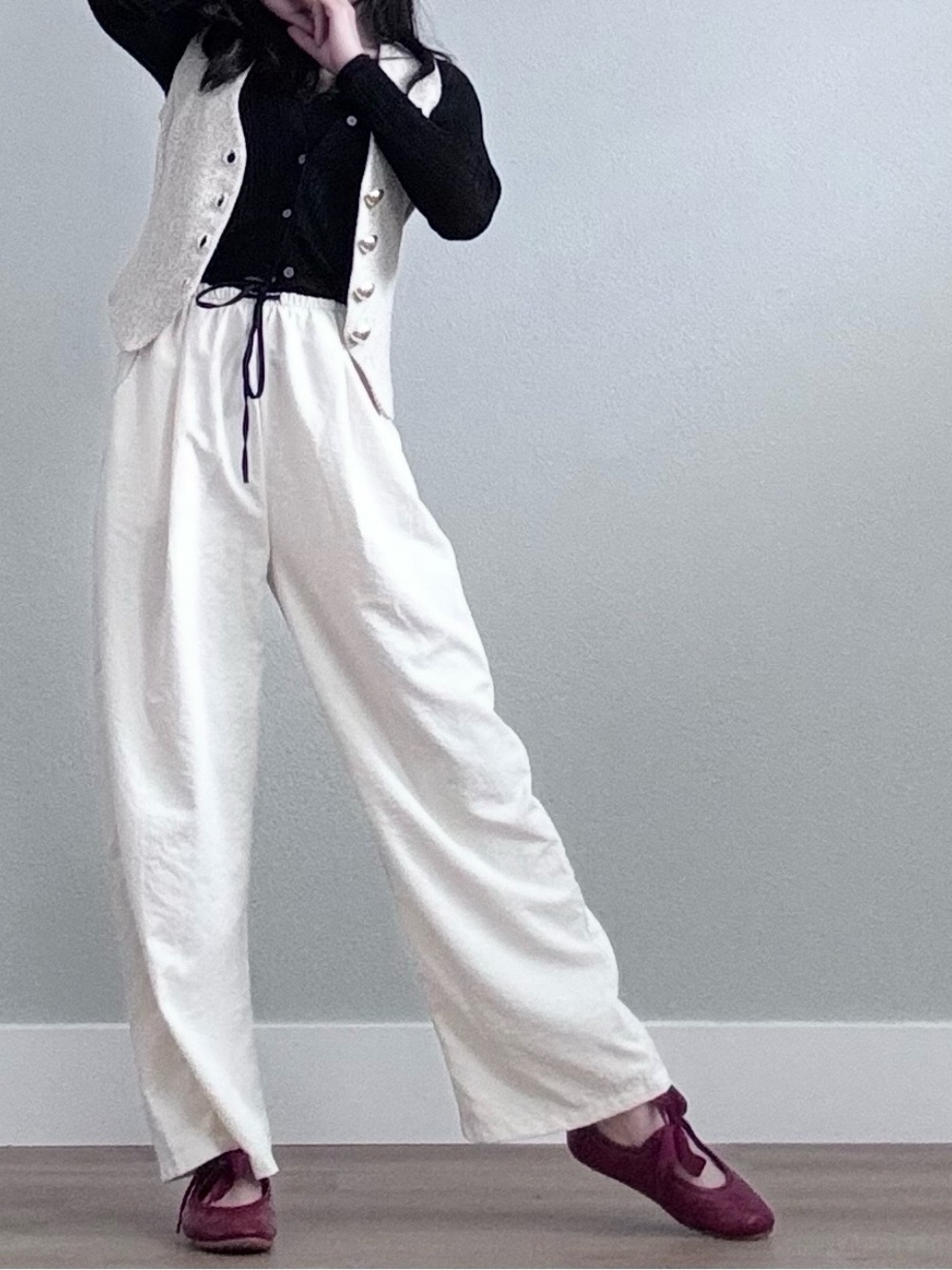 White Wide-Leg Drawstring Lounge Pants | Minimalist Lightweight Trousers